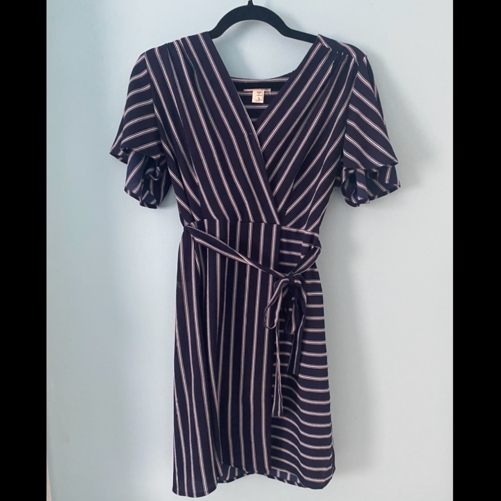 Navy and white striped dress